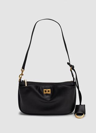 Жіноча шкіряна сумочка balenciaga rodeo sling pochette in black/gold 24 х 14 х 5 см