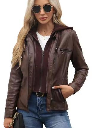 Куртка с капюшоном экокожа