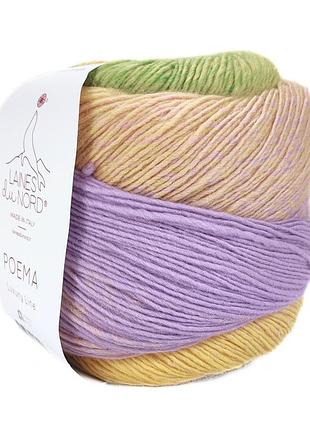 Пряжа poema/поэма, от сиреневого до салатового, через желтый 409, laines du nord
