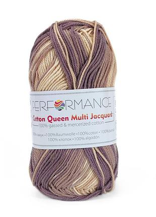 Пряжа cotton queen multi jacquard/коттон квин мульти жакард, кофе с молоком 10455, performance