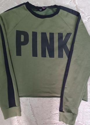 Укороченный свитшот pink, цвета хаки