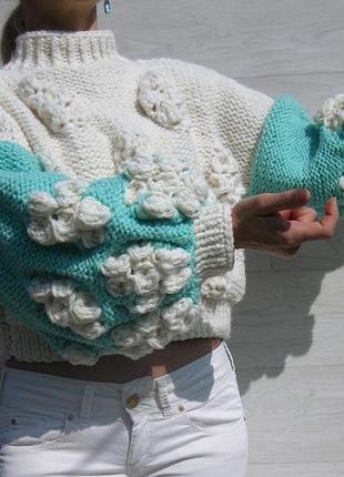 Шикарный массивный вязаный свитер ручная работа