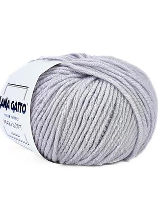 Пряжа maxi soft/макси софт, перламутрово-серый 12504, lana gatto