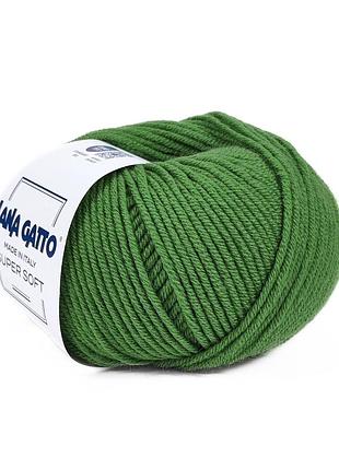 Пряжа super soft/супер софт, зеленая трава 14603, lana gatto