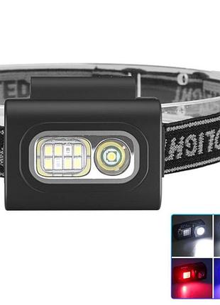 Фонарь налобный 505-xpe+8smd(white+red+blue)