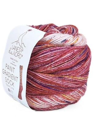 Пряжа paint gradient sock/пейнт градиент сок, вишнево-молочный мультиколор 18, laines du nord