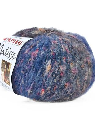 Пряжа мatisse/матис, синий меланж-твид 869, mondial