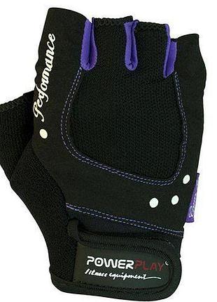 Перчатки для фитнеса женские 1751 xs черно-фиолетовый (07228009), power play