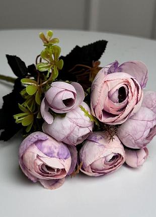 Букет ранункулюсов искусственный, 30 см, 5 стеблей, 8 цветков/микс (2 букета в уп.). цвет: розовый