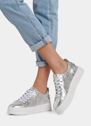 Liu jo женские серебристые кожаные кеды кроссовки р.39