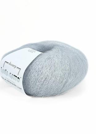 Пряжа silk mohair lux/сілк мохер люкс, сіра перлина 6033, lana gatto