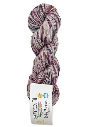Пряжа baby merino print/бебі меріно прінт, бузковий-рожевий-зелений el004, etrofil