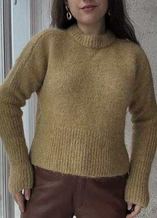 Теплий і стильний джемпер з преміальної колекції h&m альпака вовна колір охра гірчичний