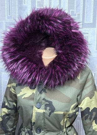 Куртка женская зимняя xs 42 размер k.zell пуховик камуфляж хаки утепленная