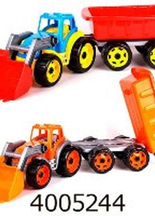 Трактор з ковшем і причепом технок *(9)