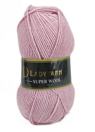 Пряжа super wool/супер вул, рожевий nw014, lady yarn
