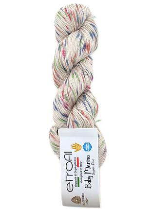 Пряжа baby merino print/бэби мерино принт, розовый-зелёный-голубой-оранжевый el134, etrofil