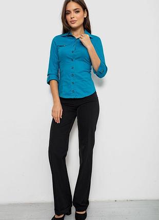 Рубашка женская с рукавом 3/4 бирюзовая, уценка