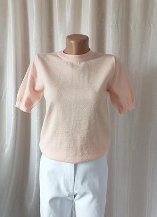 Вязаная блуза футболка нежно-розового цвета