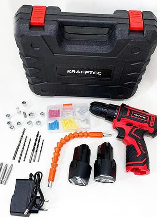 Аккумуляторный шуруповерт с насадками krafftec 24v