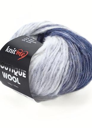 Пряжа boutique wool/бутик вул, белый-джинсовый кв06, knit me