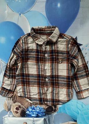 Тепла сорочка для хлопчика фланель 6-9 місяців