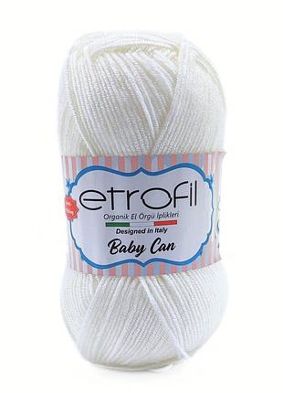 Пряжа baby can/бебі кан, молочний 80013, etrofil