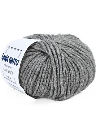 Пряжа maxi soft/макси софт, серый 20742, lana gatto