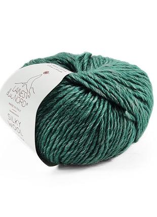 Пряжа silky wool/силки вул, зеленый 11, laines du nord