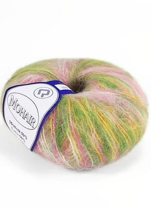 Пряжа mohair fantasie/мохер фантазия, салатовый-розовый-желтый 106, campolmi