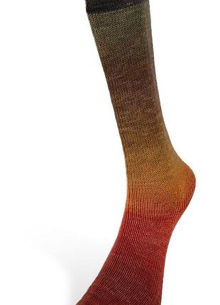 Пряжа harmonious sock/хармоніус сок, червоний-помаранчевий-коричневий-хакі мультиколор 5, laines du nord