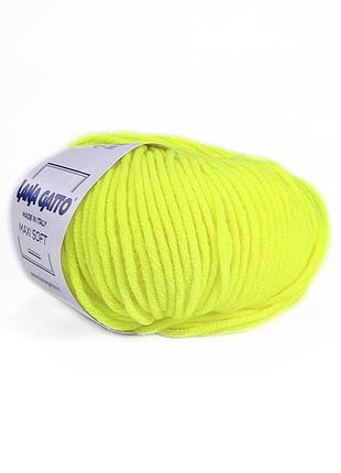 Пряжа maxi soft/максі софт, неоново-жовтий а1787, lana gatto