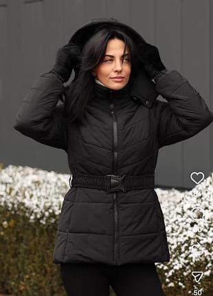 Куртка shotelli пуховик зимний под пояс стеганый