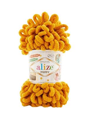 Пряжа alize puffy/ализе пуффи, желто-гарячий 14