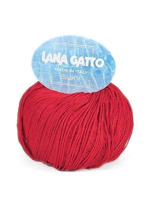 Пряжа silky/силки, красный 09516, lana gatto