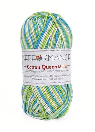 Пряжа cotton queem multi/коттон квин мульти, салатовый-голубой-белый мультиколор 10401 performance
