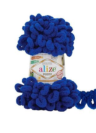 Пряжа alize puffy/ализе пуффи, электрический синий 984