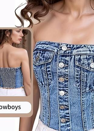 Джинсовый топ,корсет на пуговицах