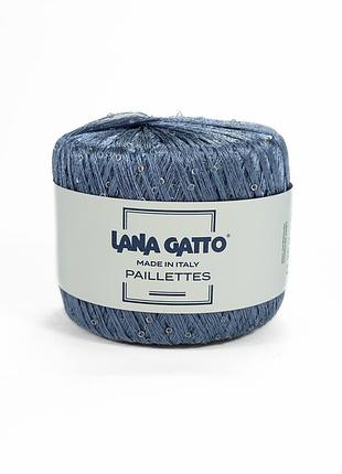 Пряжа paillettes/паллетс, серо-голубой (паетка голографическая) 8604, lana gatto