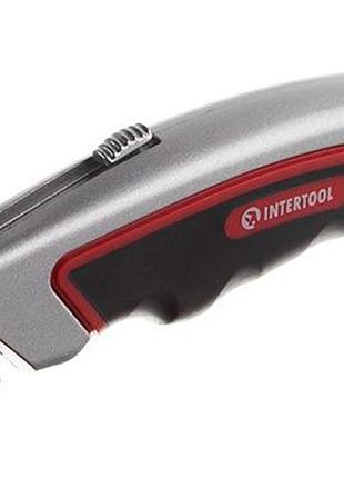 Нож intertool трапециевидный металлический прорезиненный (ht-0516)