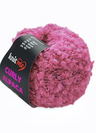Пряжа curly alpaca/кёрли альпака, ярко-розовый кс05, knit me