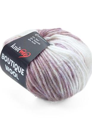 Пряжа boutique wool/бутик вул, сизый-молочный кв03, knit me