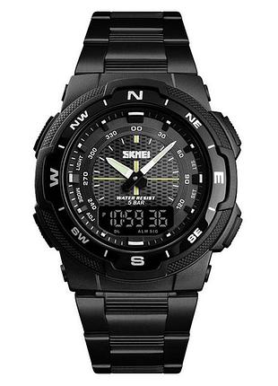 Годинник наручний чоловічий skmei 1370bkbk, годинник для військовослужбовців, фірмовий спортивний годинник