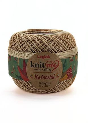 Пряжа karnaval/карнавал, светло-бежевый 03077, knit me