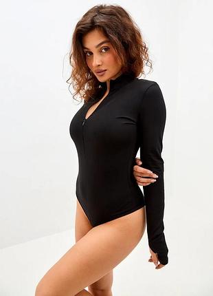 Боди водолазка мод.1068 ткань микродайвинг размер универсал 42-46 48-52 цвет черный