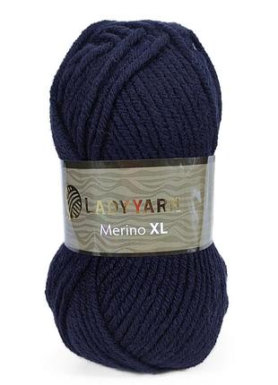 Пряжа merino xl/меріно хл, темно-синій nw020, lady yarn