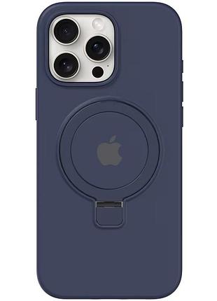 Чехол silicone case full protective with ring для apple iphone 12 pro / 12 (6.1") dark blue