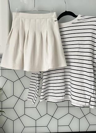 Молочна спідниця zara, спідниця тренд в складку zara