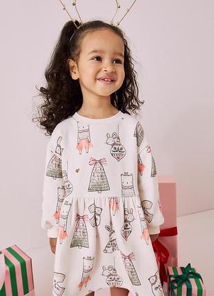 Різдвяна тепла сукня від next 1,5-2 років, сукня на флісі, сукня святкова
