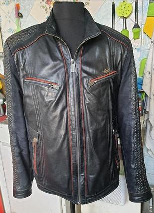 Man club стильная кожаная куртка . мягчайшая натуральная кожа.